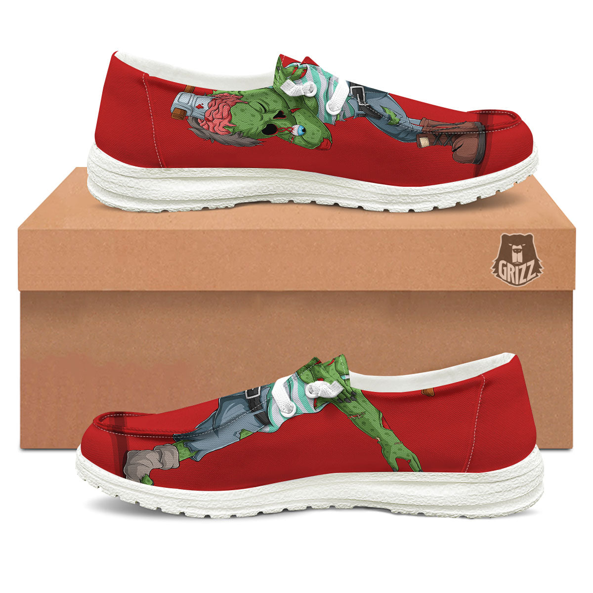 Zombie Dap Print White Loafers-grizzshop