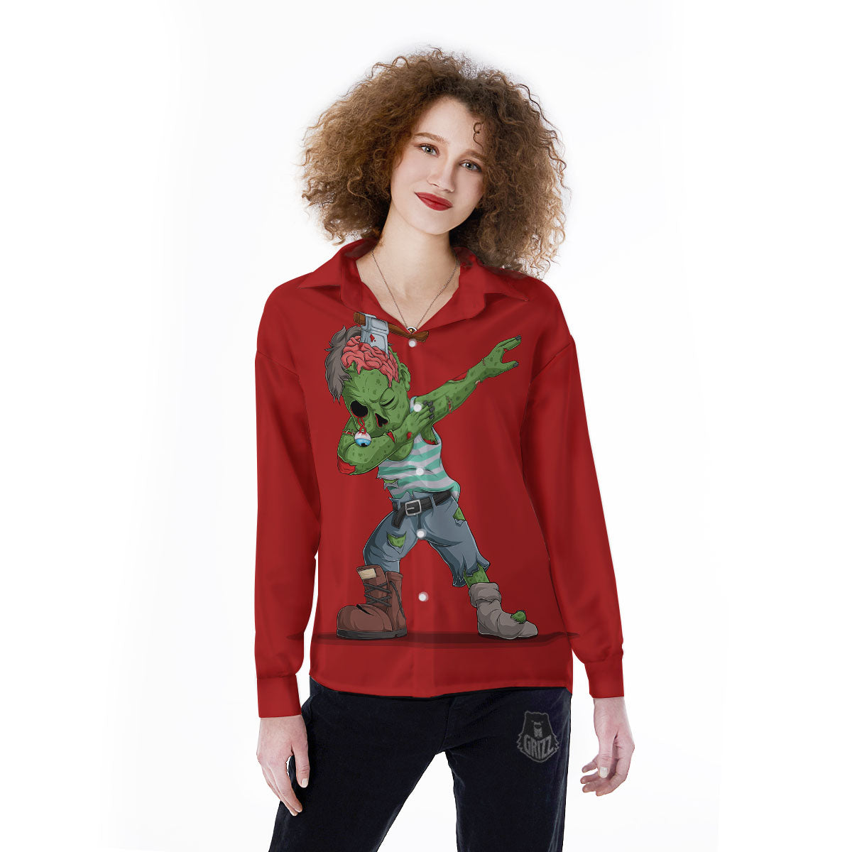 Zombie Dap Print Women's Long Sleeve Shirts-grizzshop