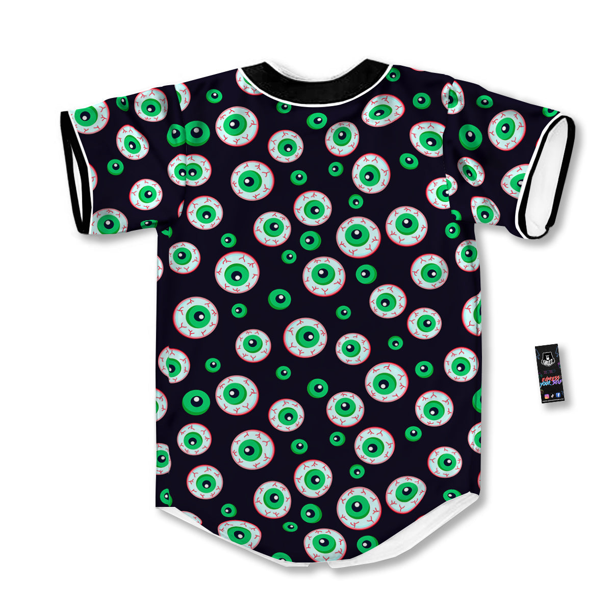 Zombie Eyeball Print Pattern Baseball Jersey-grizzshop