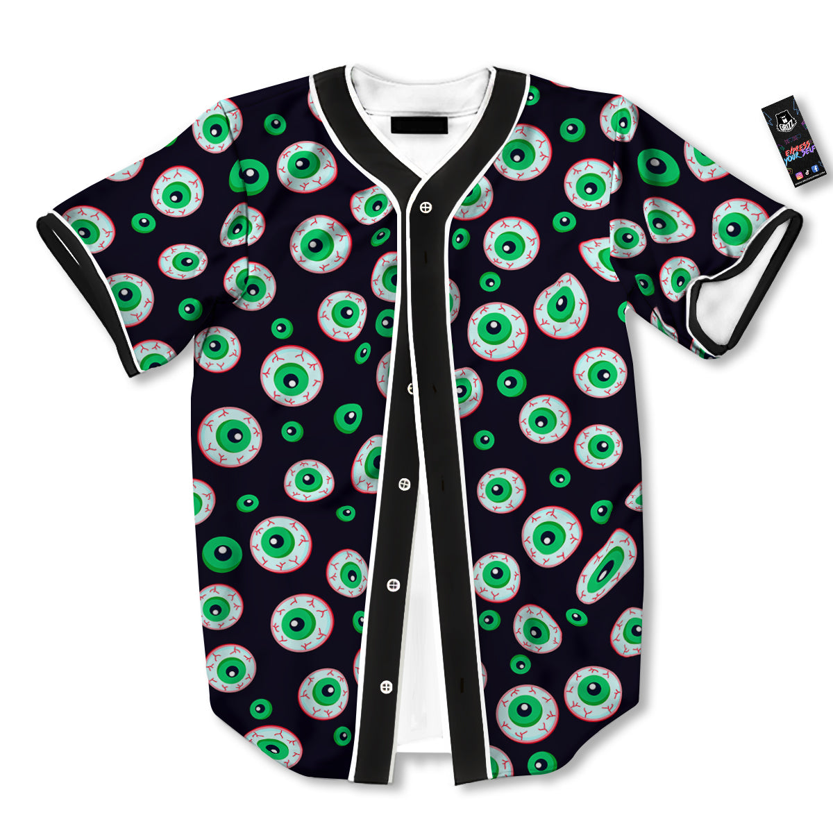 Zombie Eyeball Print Pattern Baseball Jersey-grizzshop