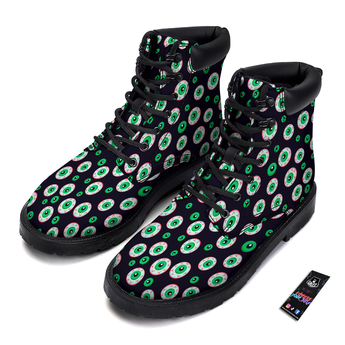 Zombie Eyeball Print Pattern Boots-grizzshop