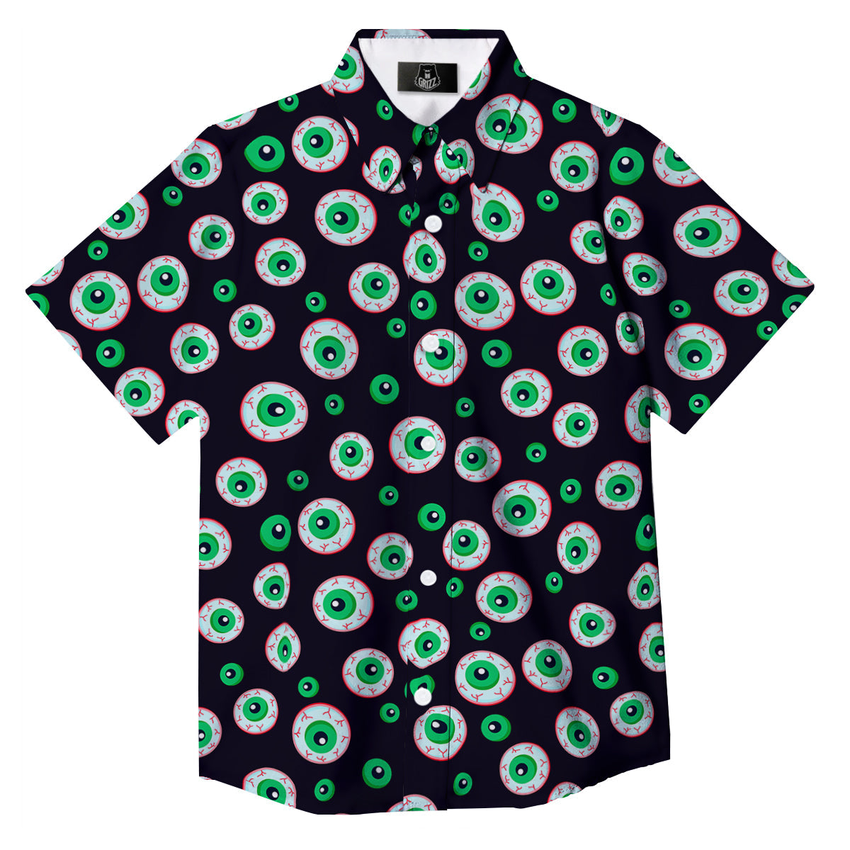 Zombie Eyeball Print Pattern Button Up Shirt-grizzshop