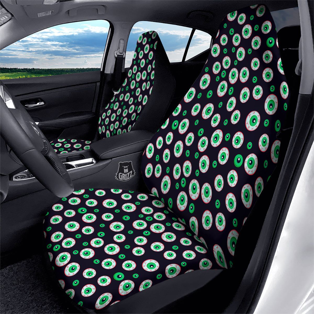 Zombie Eyeball Print Pattern Car Seat Covers-grizzshop