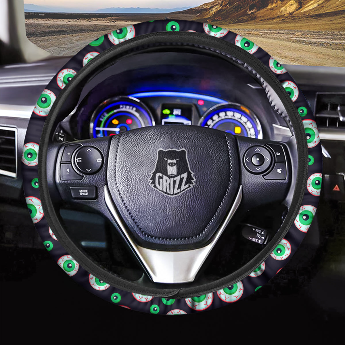 Zombie Eyeball Print Pattern Car Steering Wheel Cover-grizzshop