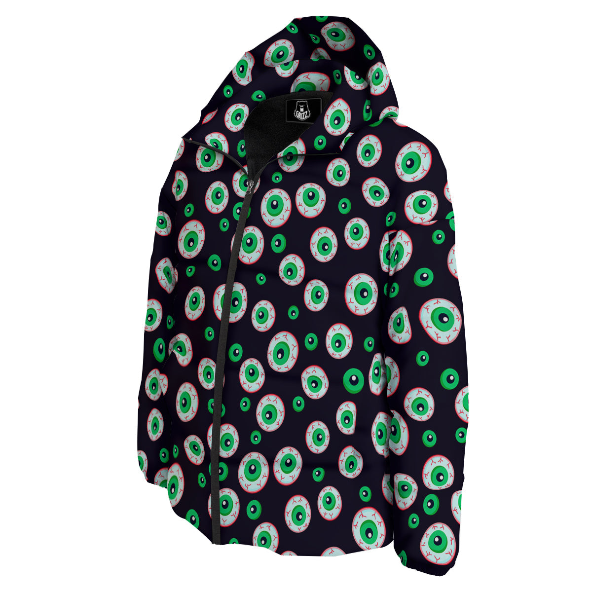 Zombie Eyeball Print Pattern Down Jacket-grizzshop