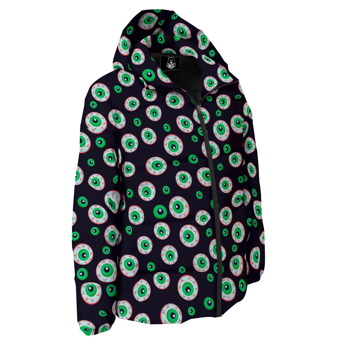 Zombie Eyeball Print Pattern Down Jacket-grizzshop