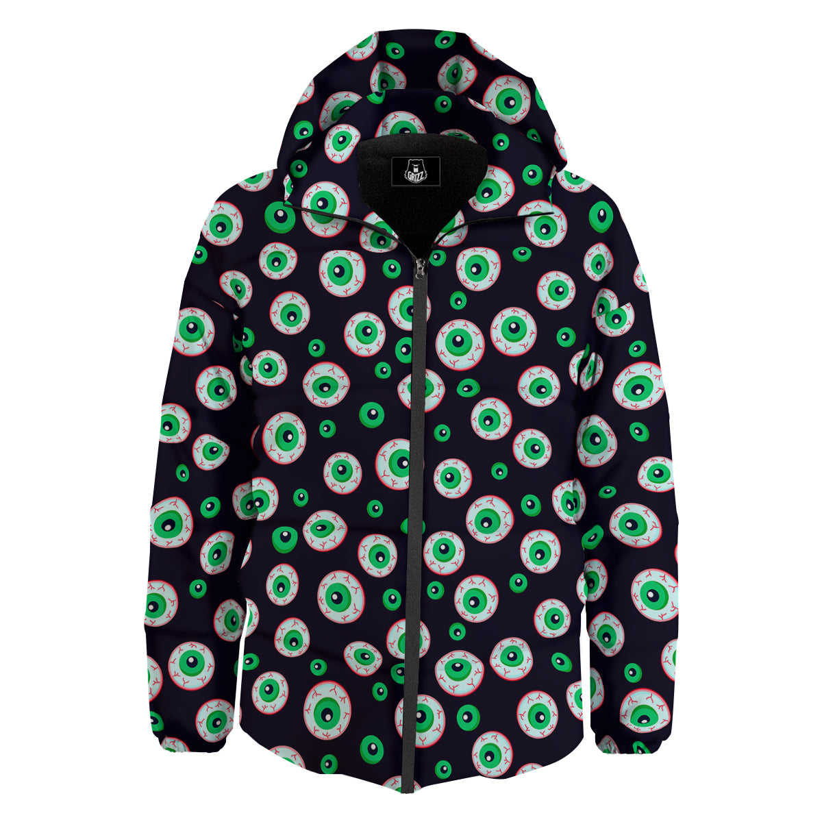 Zombie Eyeball Print Pattern Down Jacket-grizzshop