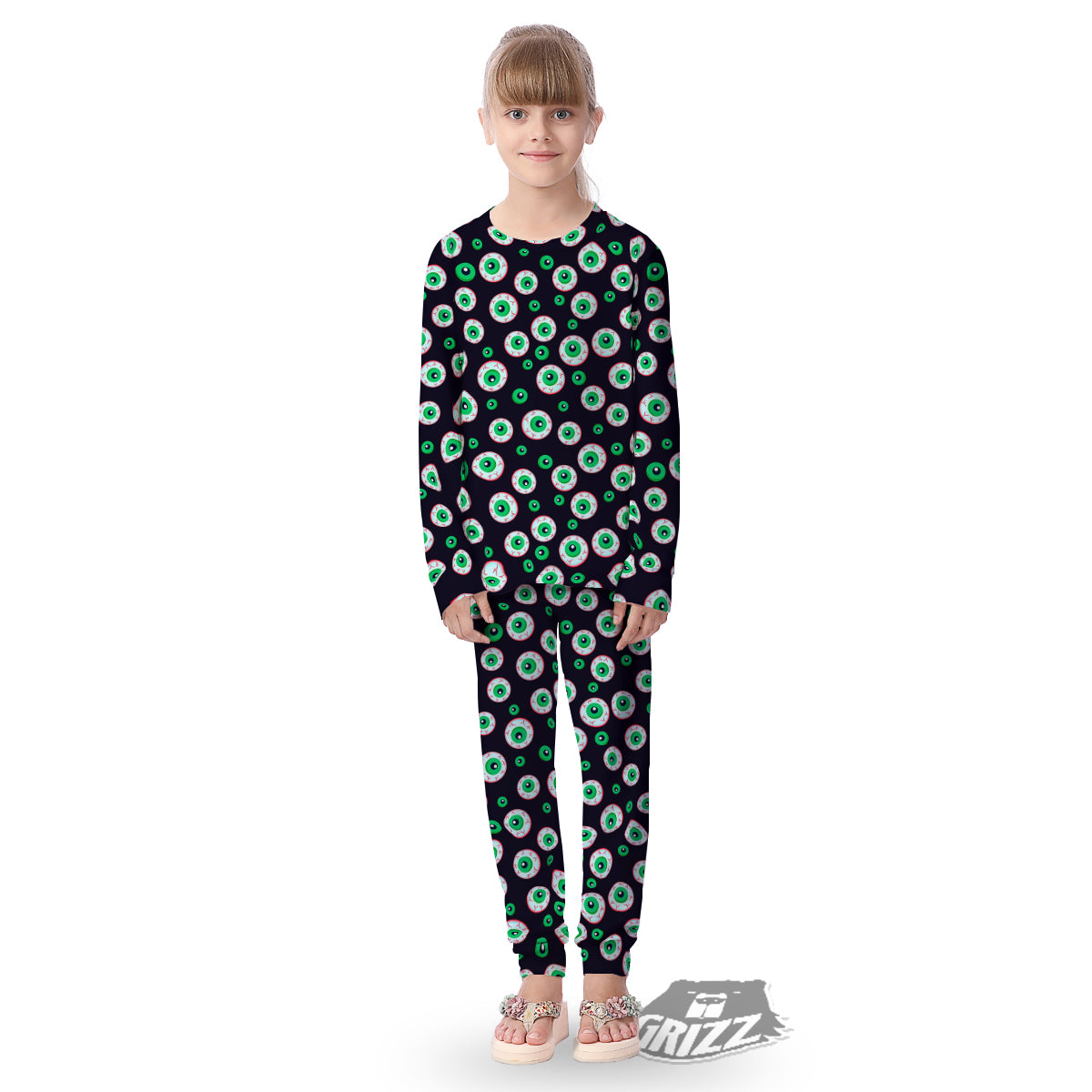 Zombie Eyeball Print Pattern Kid's Pajamas-grizzshop