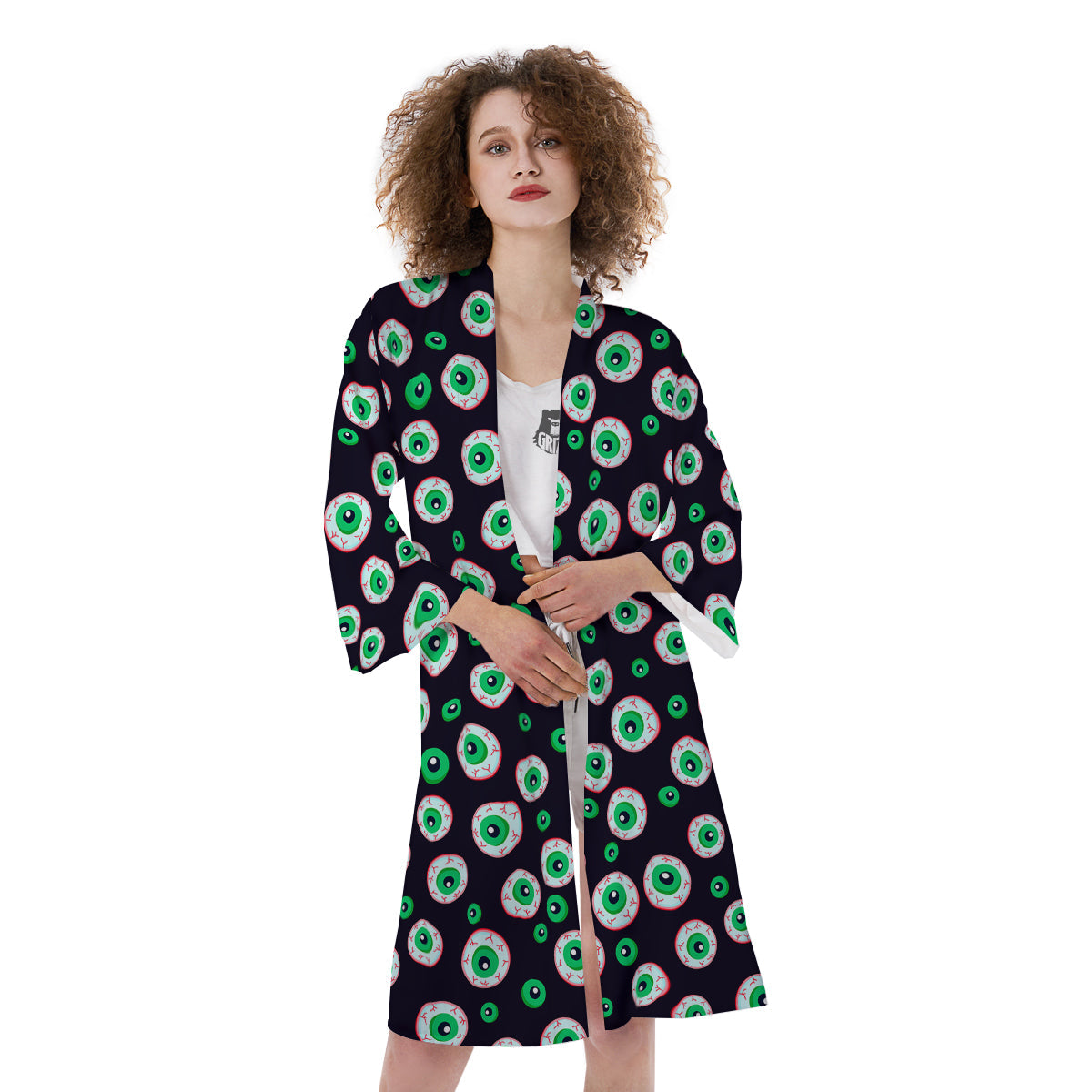 Zombie Eyeball Print Pattern Kimono-grizzshop