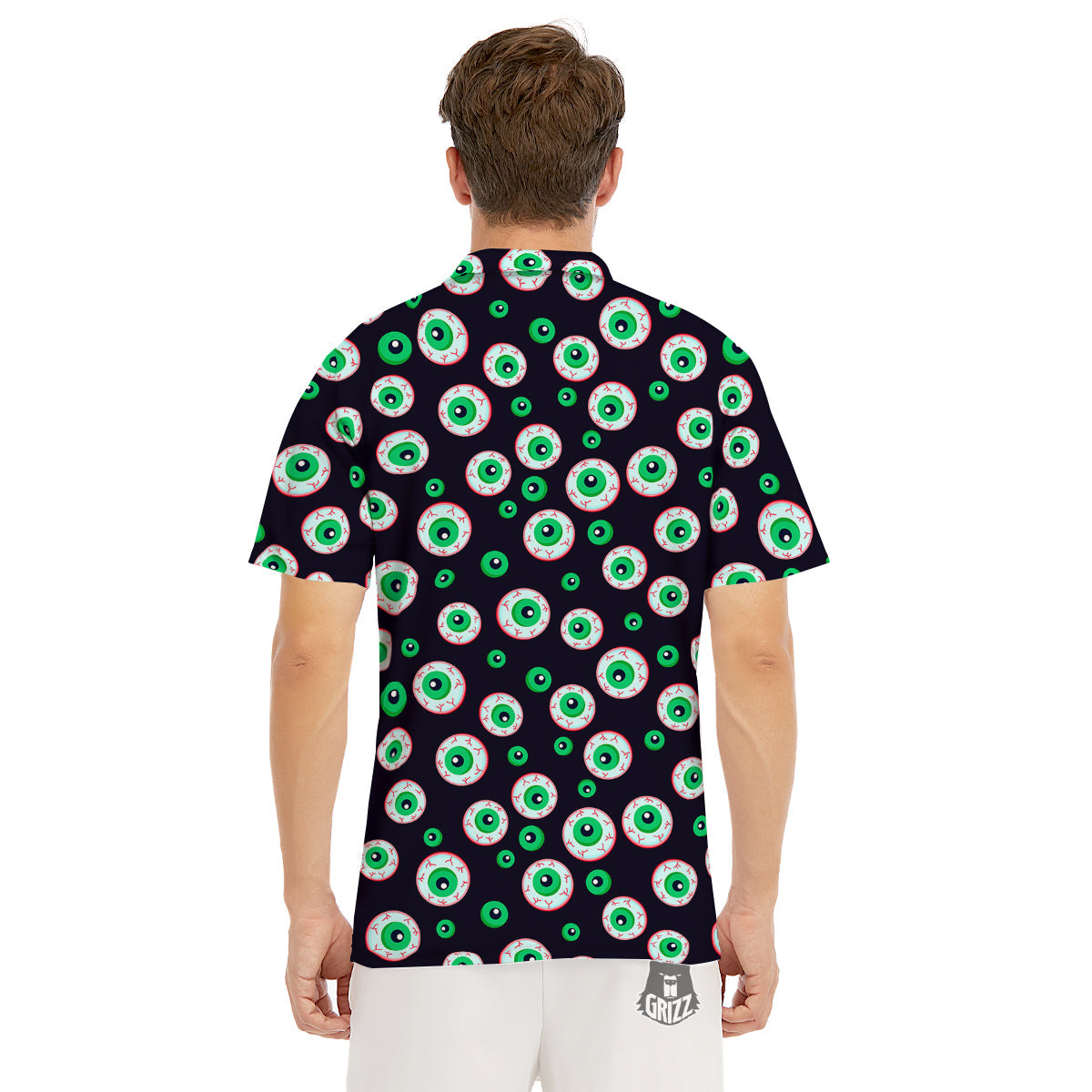 Zombie Eyeball Print Pattern Men's Golf Shirts-grizzshop