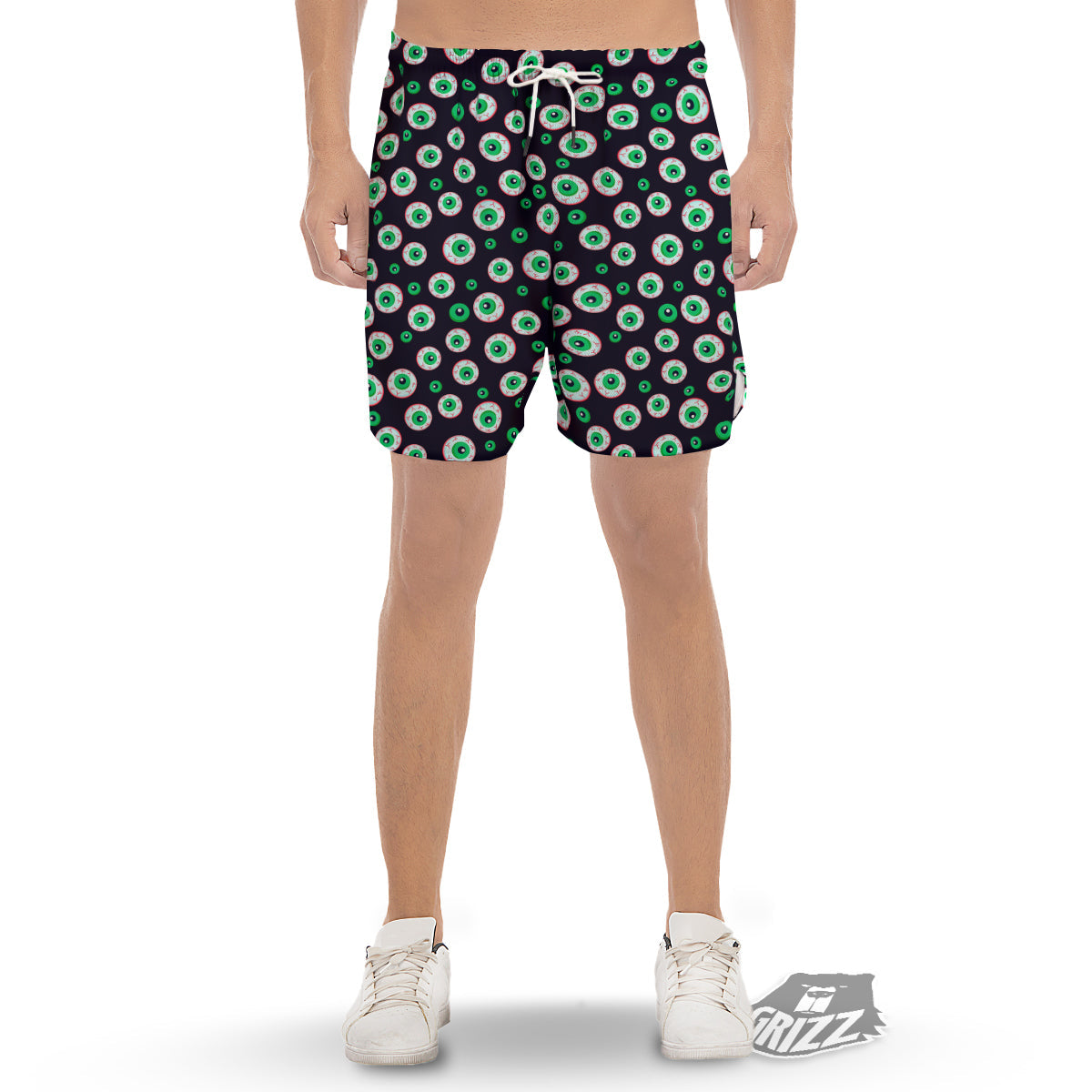Zombie Eyeball Print Pattern Men's Gym Shorts-grizzshop
