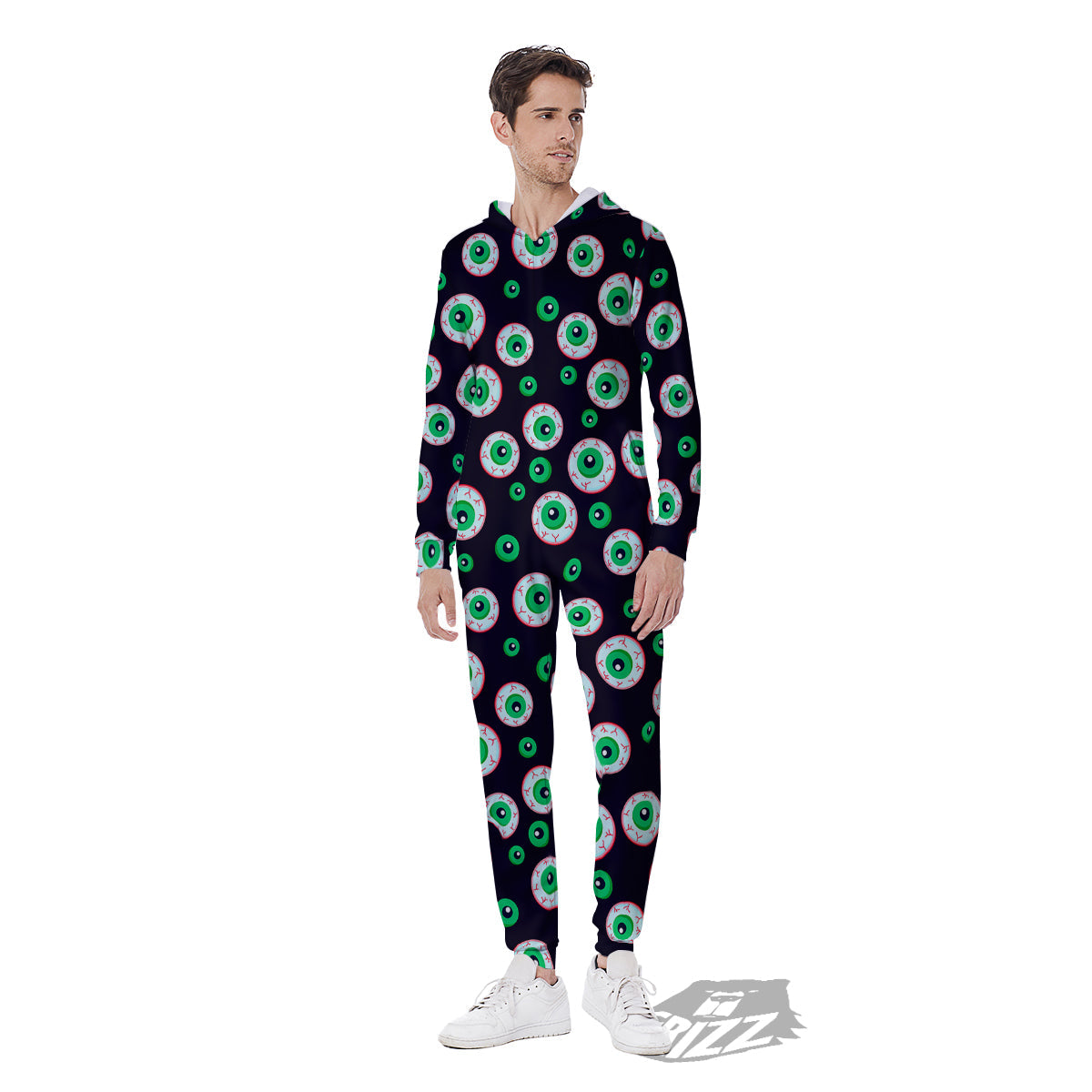 Zombie Eyeball Print Pattern Men's Jumpsuit-grizzshop