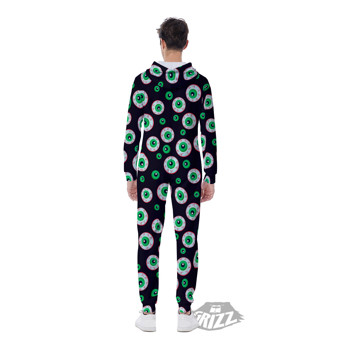 Zombie Eyeball Print Pattern Men's Jumpsuit-grizzshop
