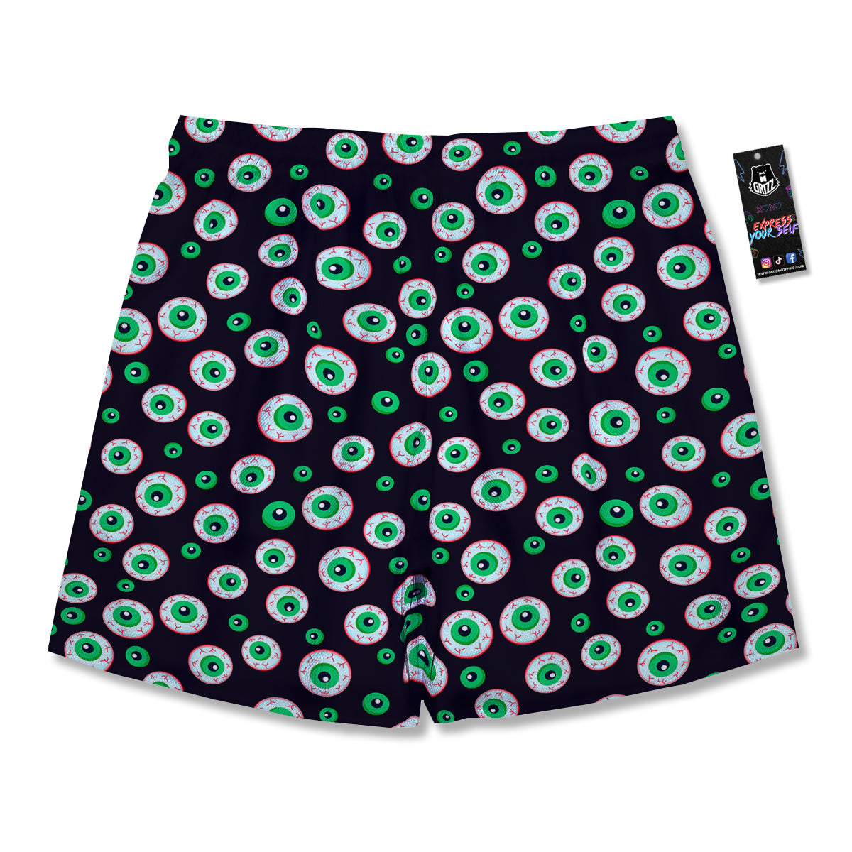 Zombie Eyeball Print Pattern Men's Running Shorts-grizzshop