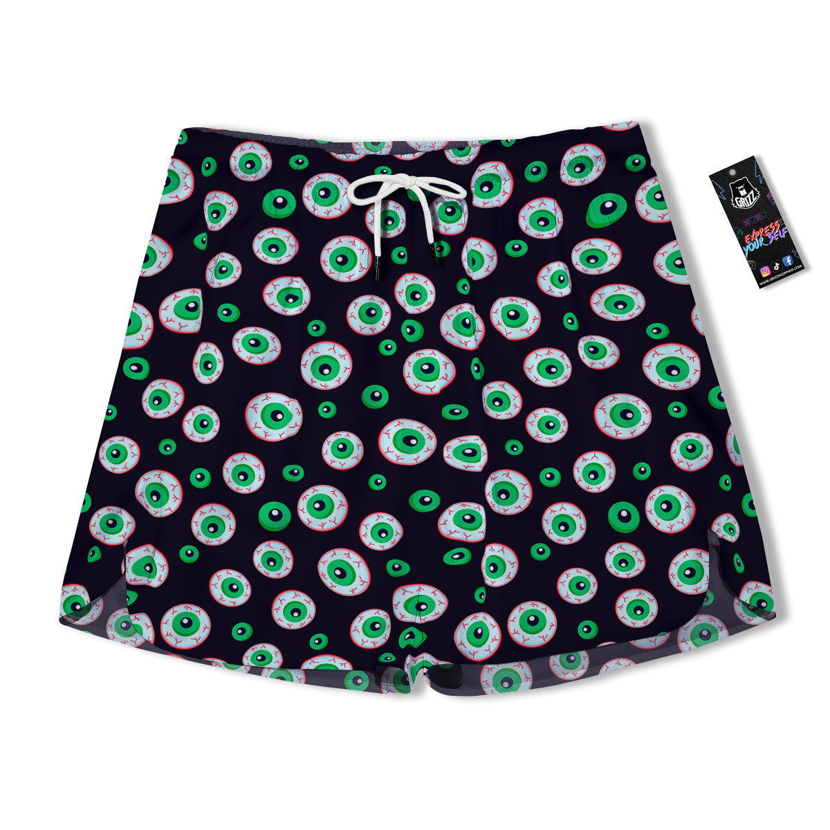 Zombie Eyeball Print Pattern Men's Running Shorts-grizzshop