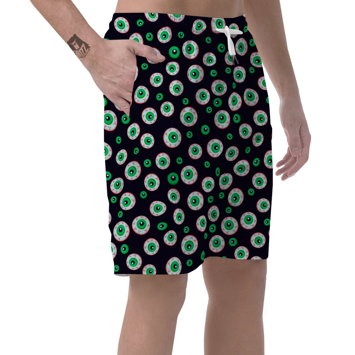 Zombie Eyeball Print Pattern Men's Shorts-grizzshop