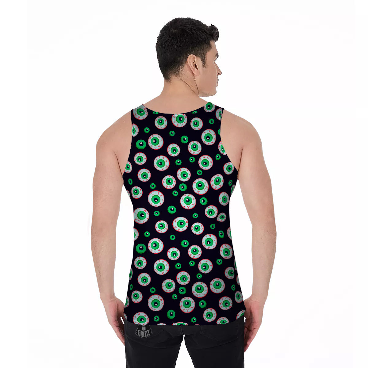 Zombie Eyeball Print Pattern Men's Tank Top-grizzshop