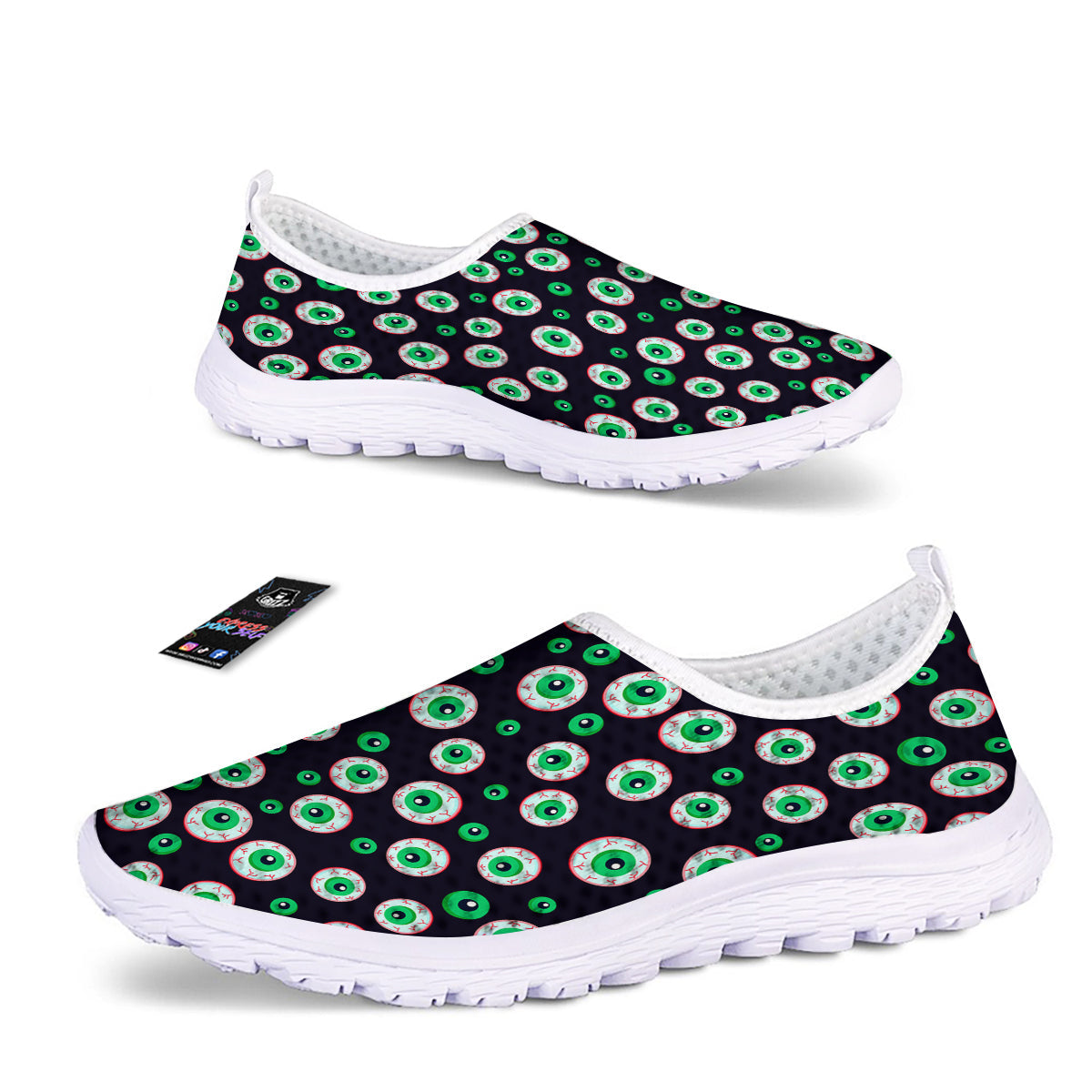 Zombie Eyeball Print Pattern Nurse Shoes-grizzshop