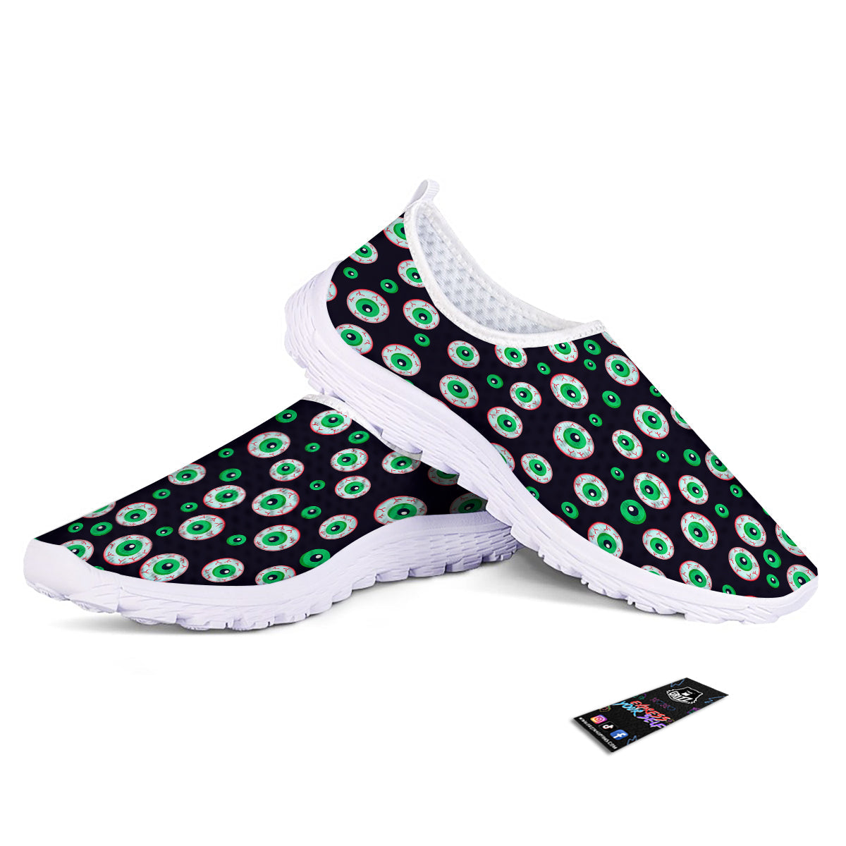 Zombie Eyeball Print Pattern Nurse Shoes-grizzshop