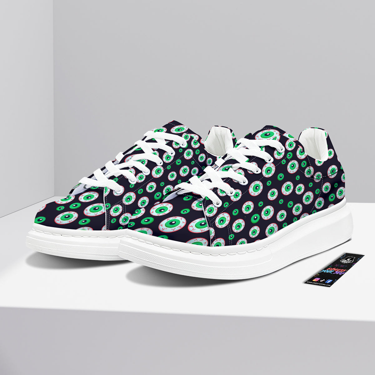 Zombie Eyeball Print Pattern Platform Shoes-grizzshop