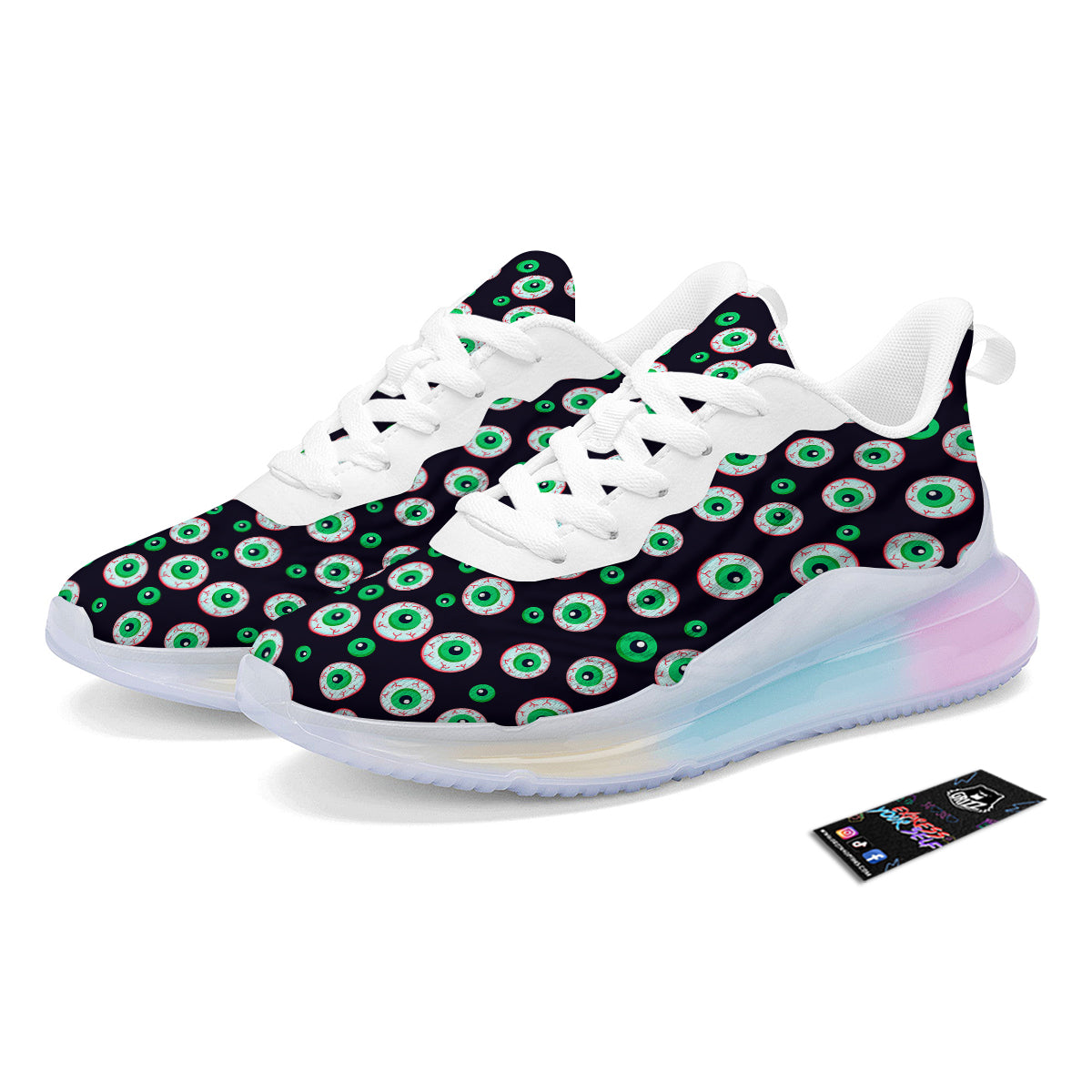 Zombie Eyeball Print Pattern Running Sneakers-grizzshop