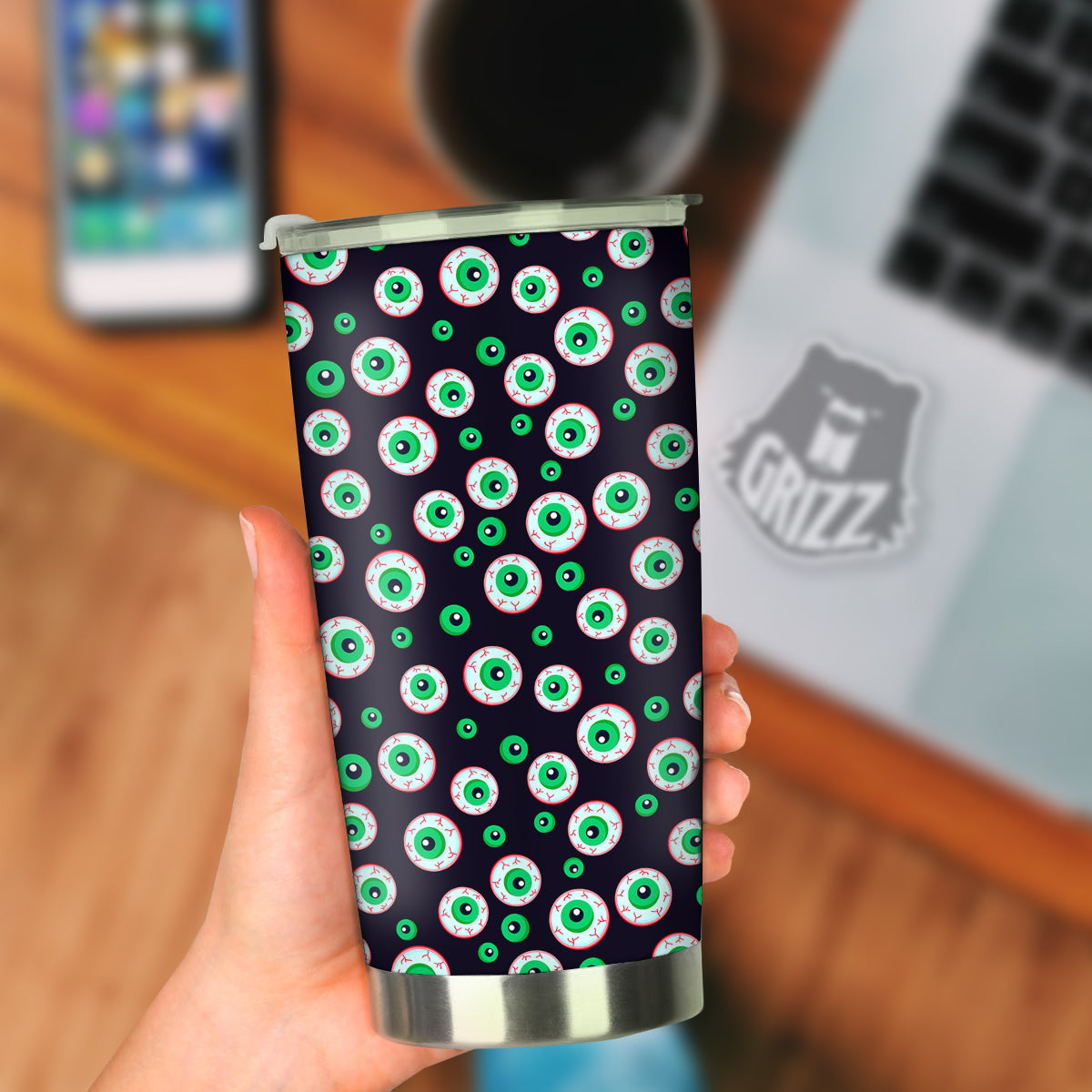 Zombie Eyeball Print Pattern Tumbler-grizzshop