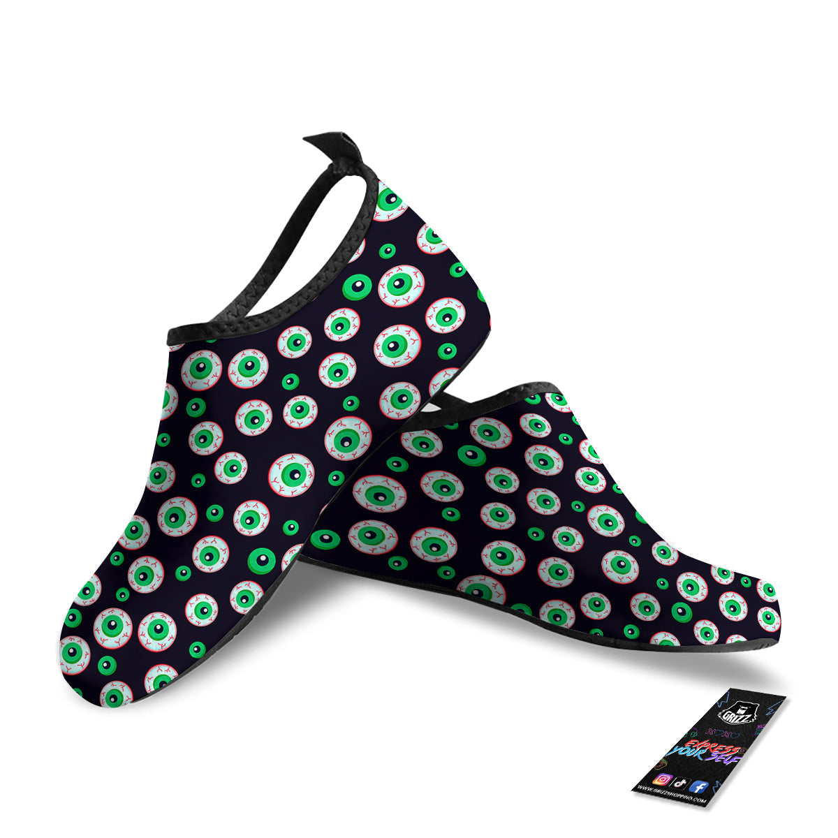 Zombie Eyeball Print Pattern Water Shoes-grizzshop