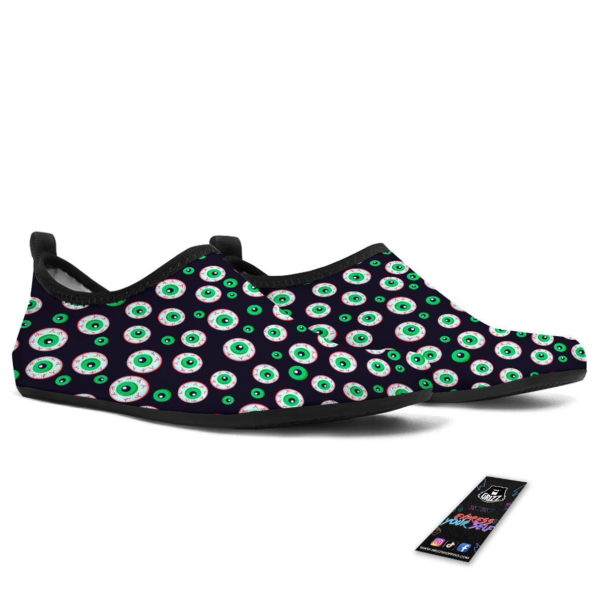 Zombie Eyeball Print Pattern Water Shoes-grizzshop