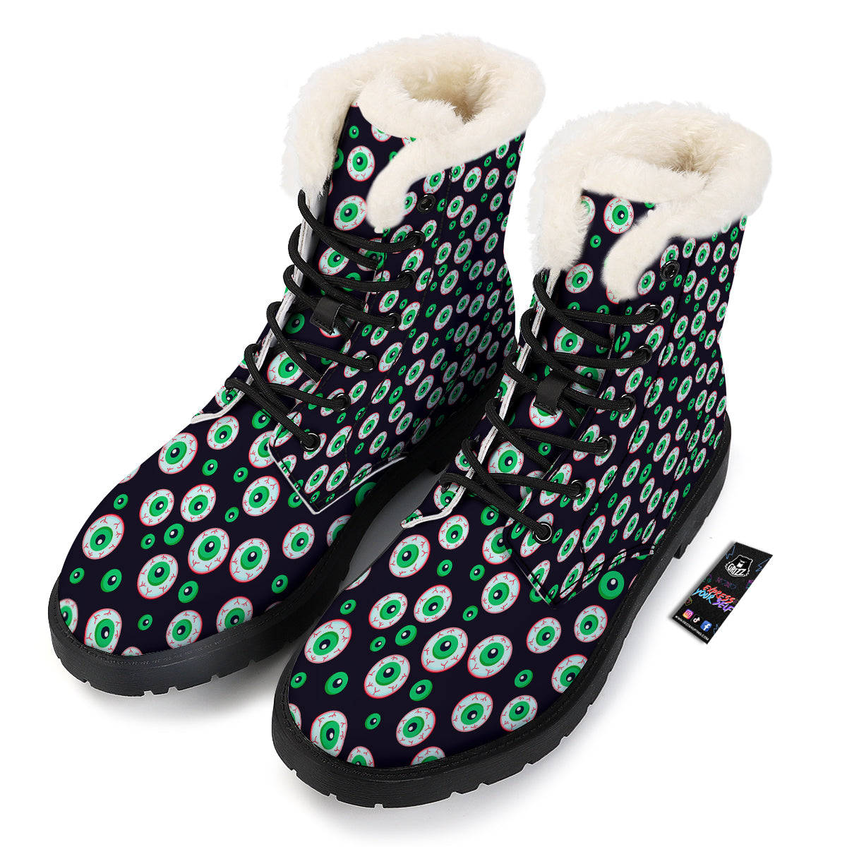 Zombie Eyeball Print Pattern Winter Boots-grizzshop