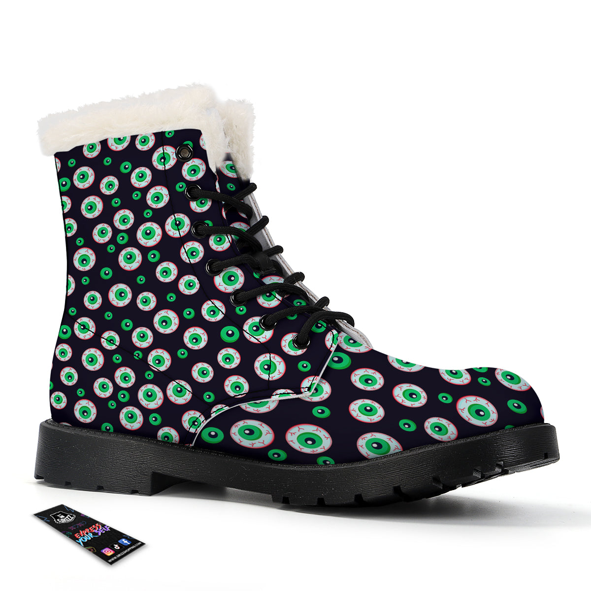 Zombie Eyeball Print Pattern Winter Boots-grizzshop