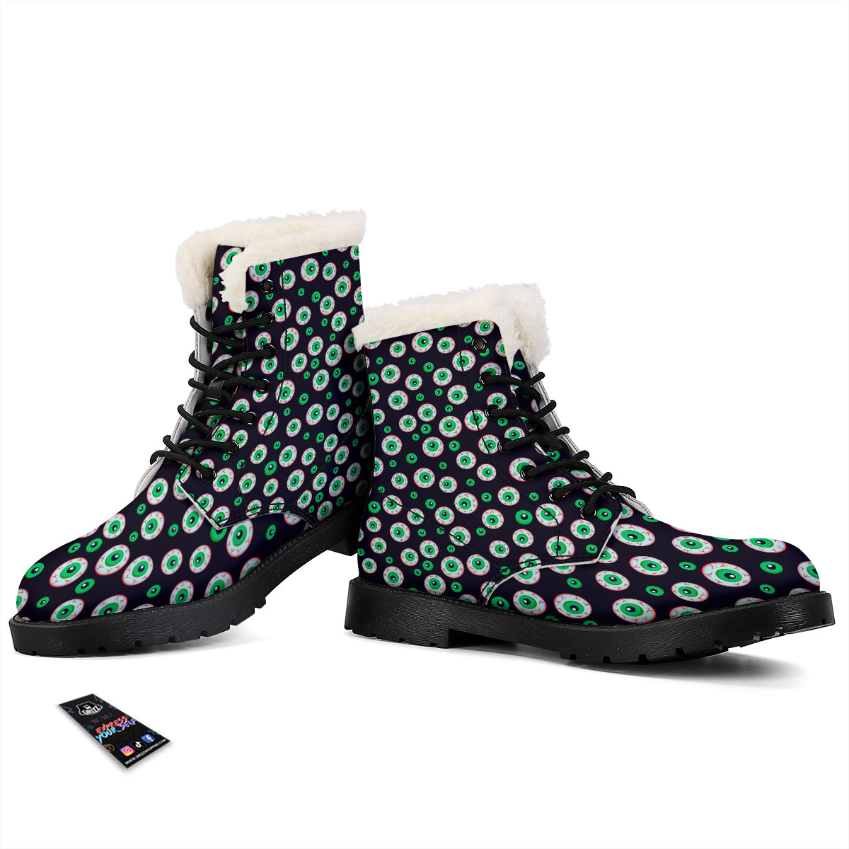 Zombie Eyeball Print Pattern Winter Boots-grizzshop