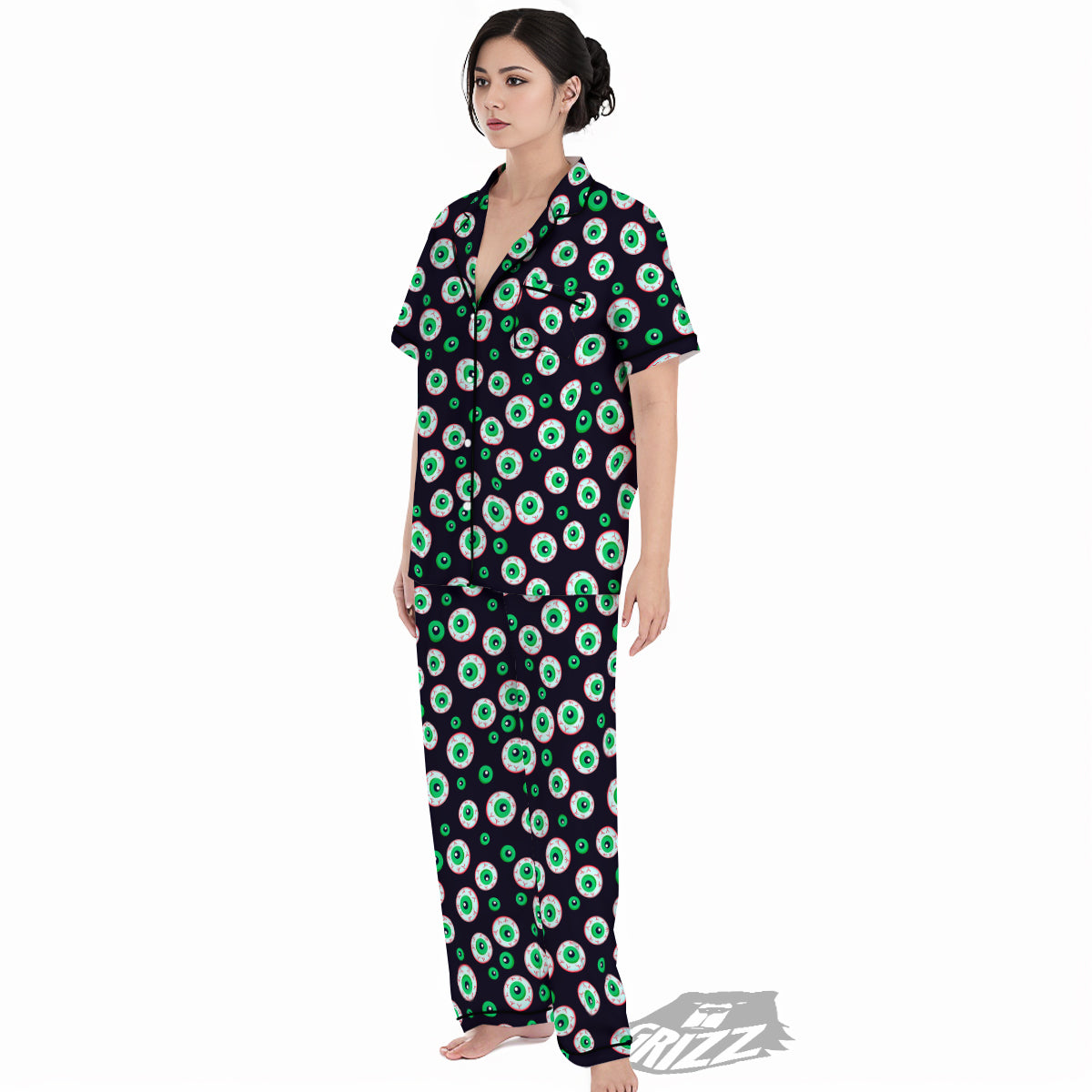 Zombie Eyeball Print Pattern Women's Pajamas Set-grizzshop