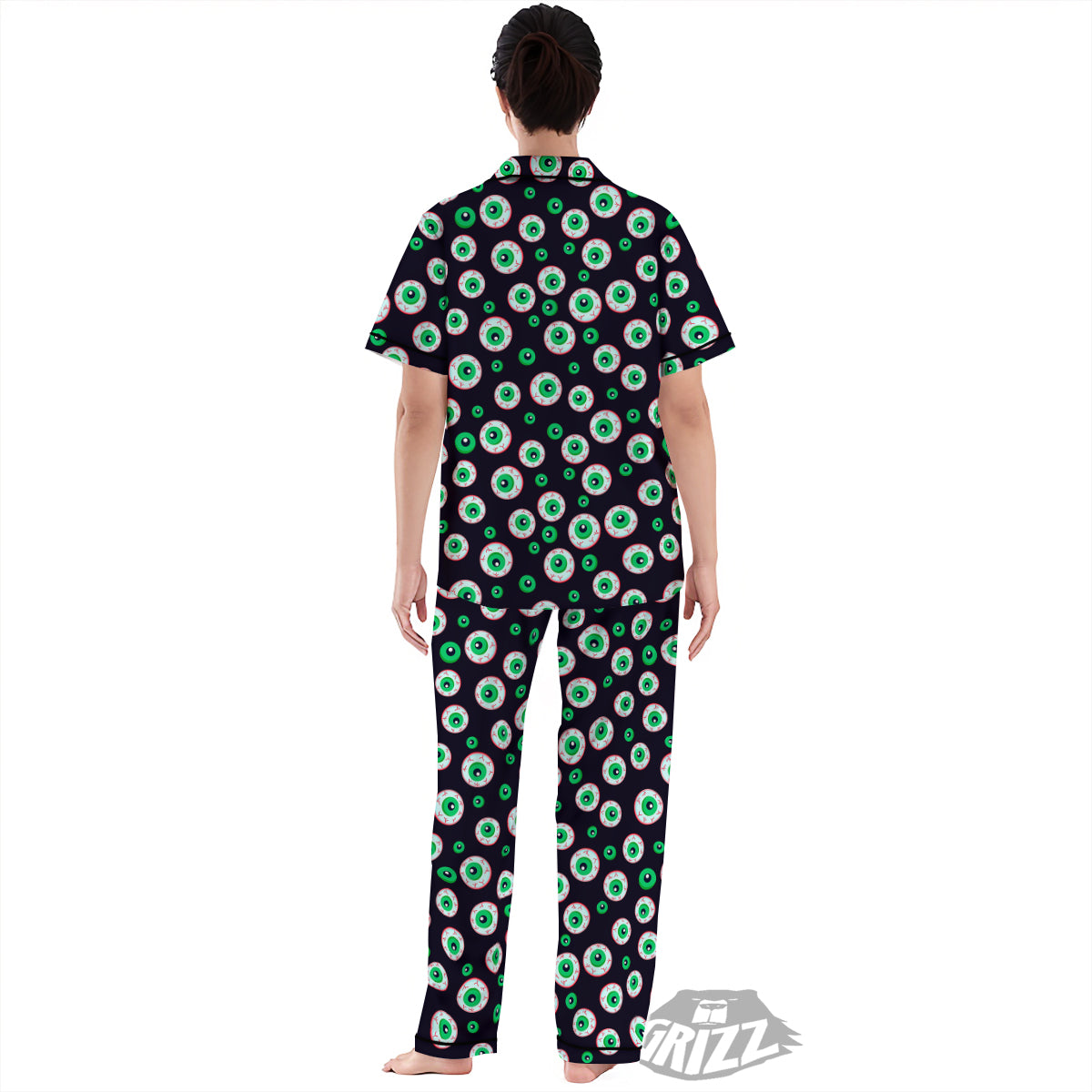 Zombie Eyeball Print Pattern Women's Pajamas Set-grizzshop