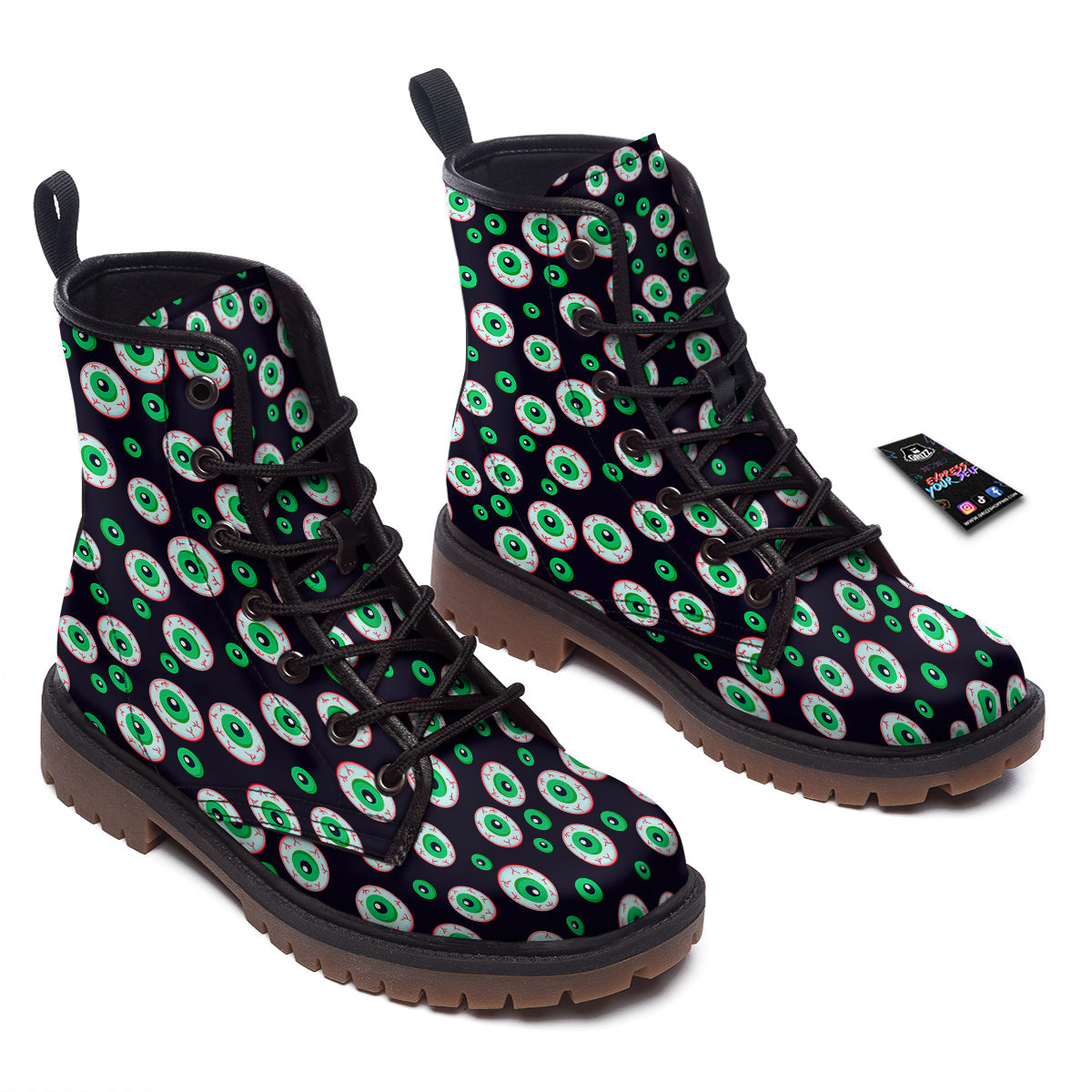 Zombie Eyeball Print Pattern Work Boots-grizzshop