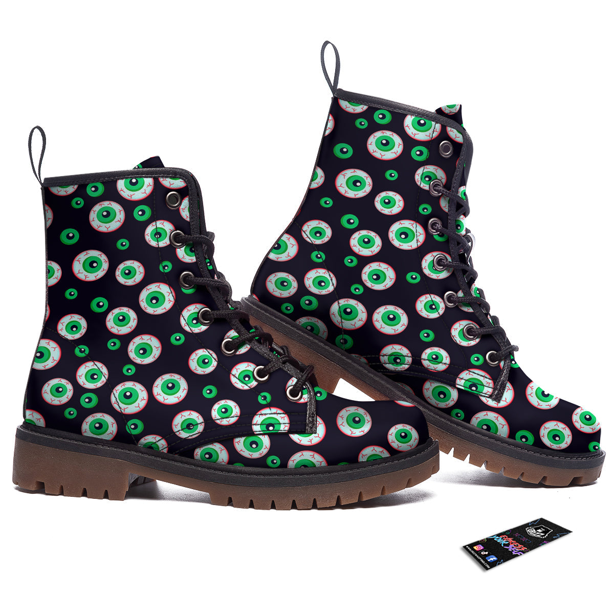 Zombie Eyeball Print Pattern Work Boots-grizzshop