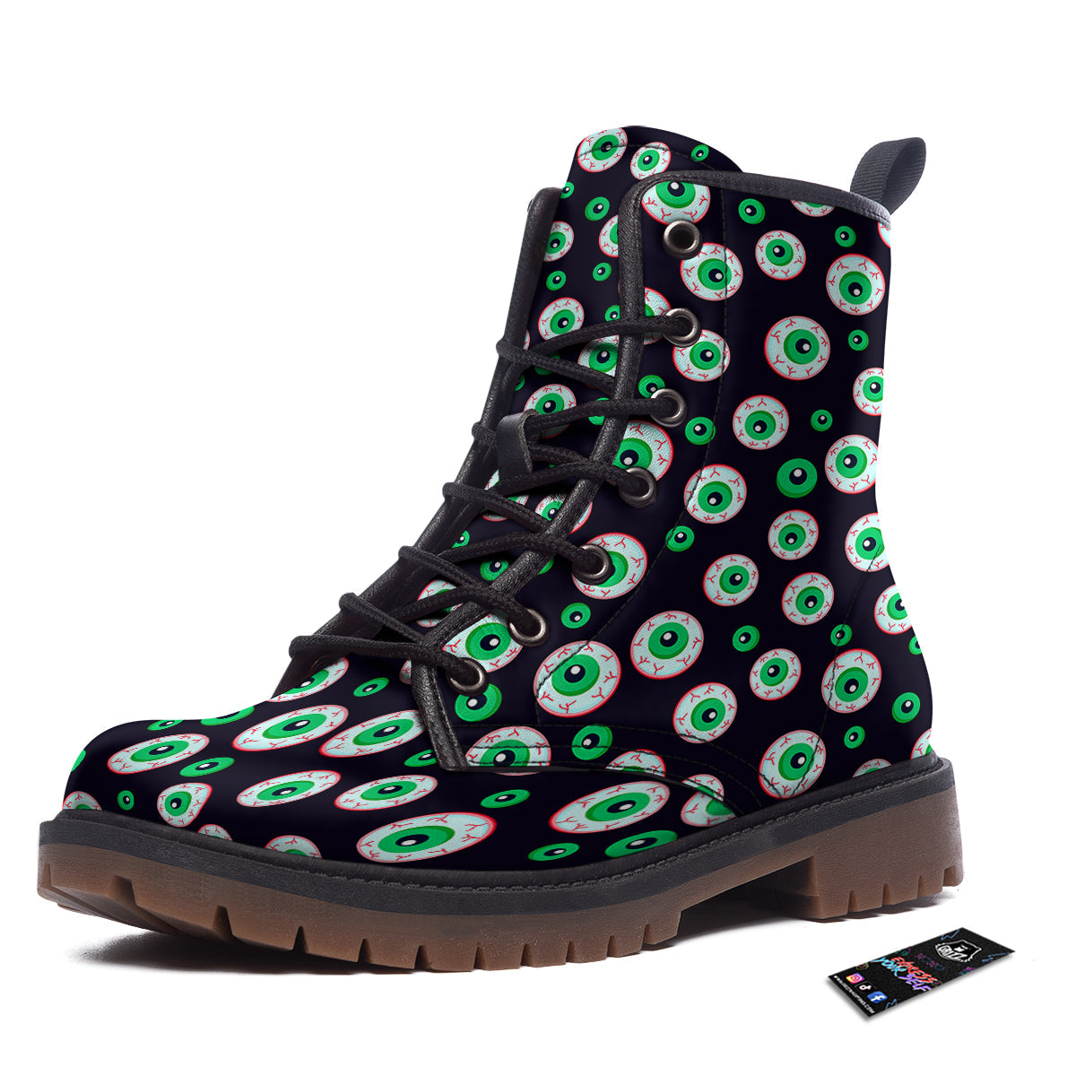 Zombie Eyeball Print Pattern Work Boots-grizzshop