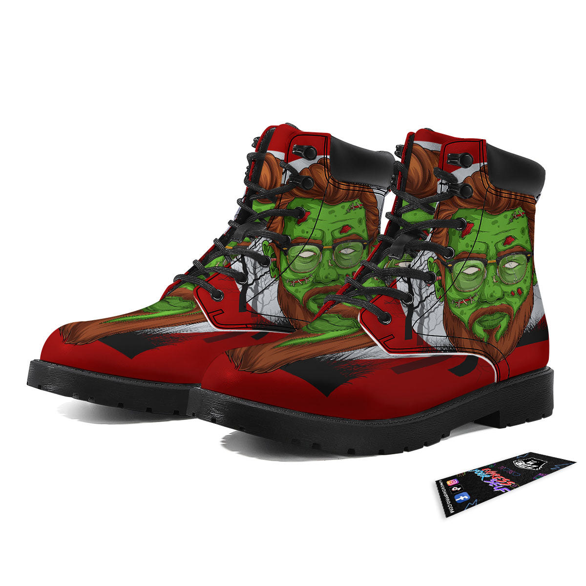 Zombie Face Halloween Character Print Boots-grizzshop