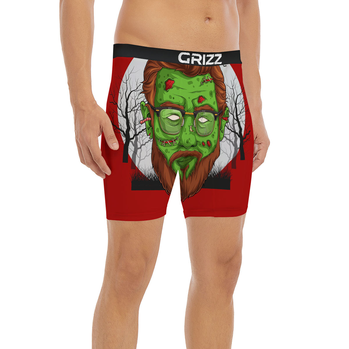 Zombie Face Halloween Character Print Boxer Briefs-grizzshop