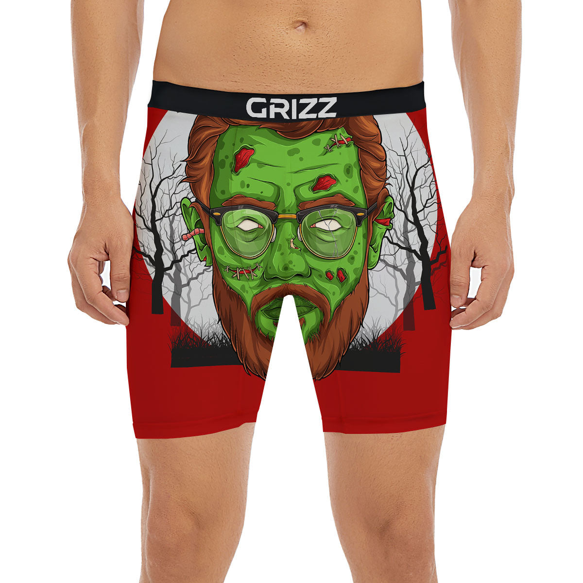 Zombie Face Halloween Character Print Boxer Briefs-grizzshop