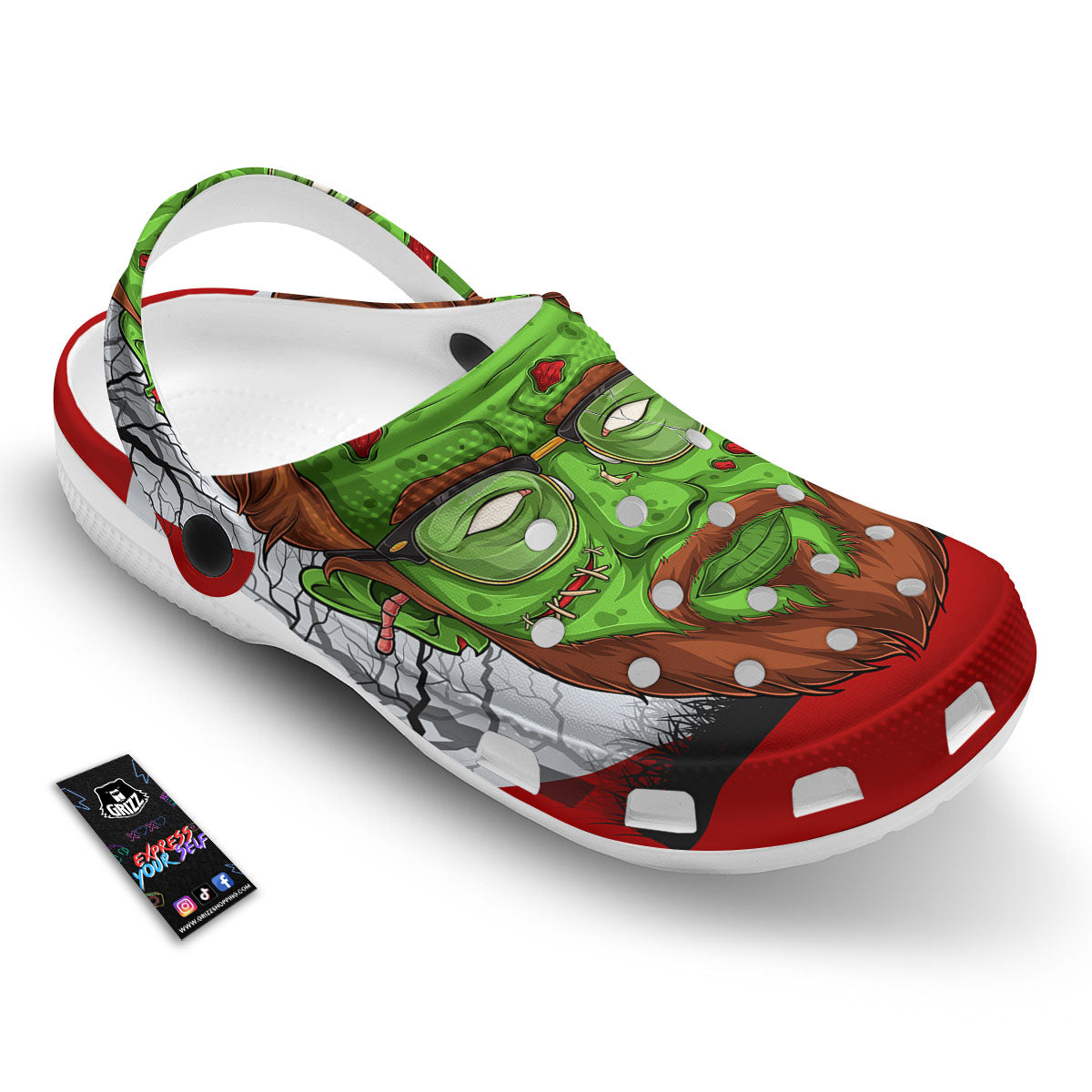 Zombie Face Halloween Character Print Clog-grizzshop