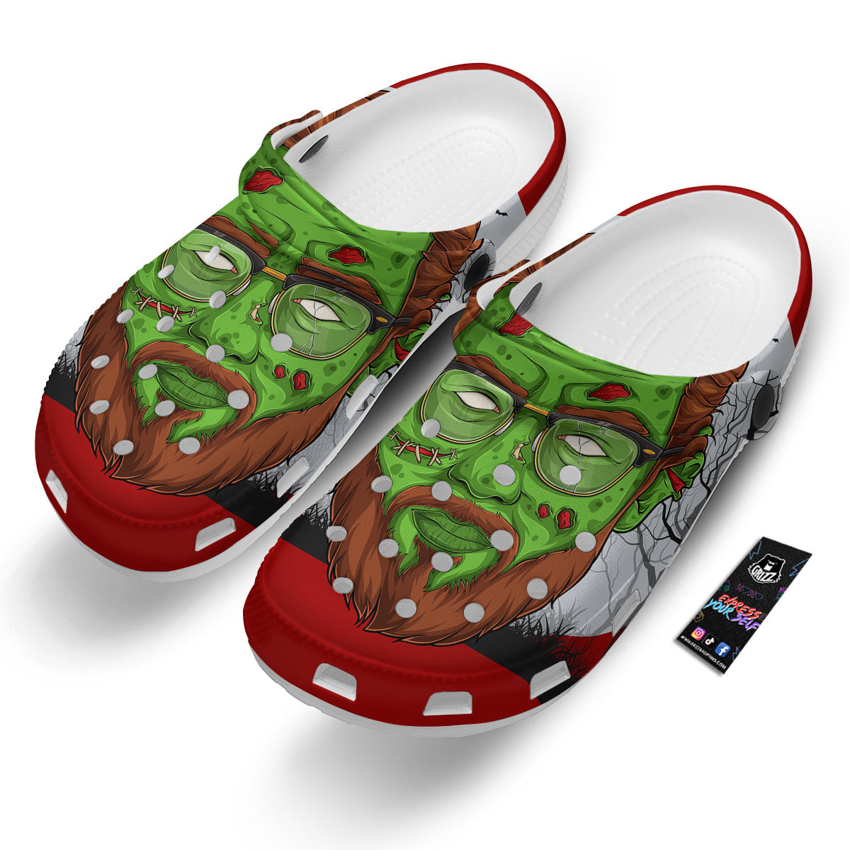 Zombie Face Halloween Character Print Clog-grizzshop
