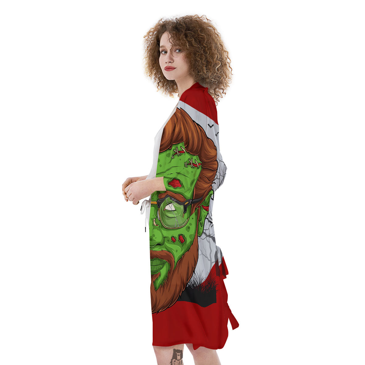Zombie Face Halloween Character Print Kimono-grizzshop
