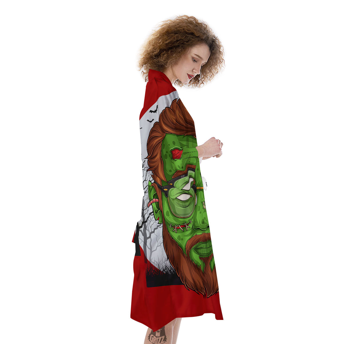 Zombie Face Halloween Character Print Kimono-grizzshop