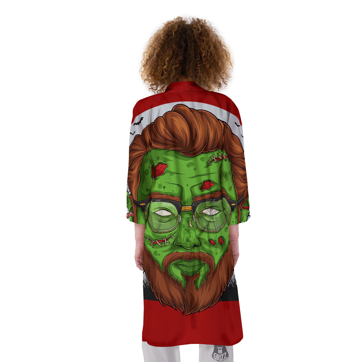 Zombie Face Halloween Character Print Kimono-grizzshop