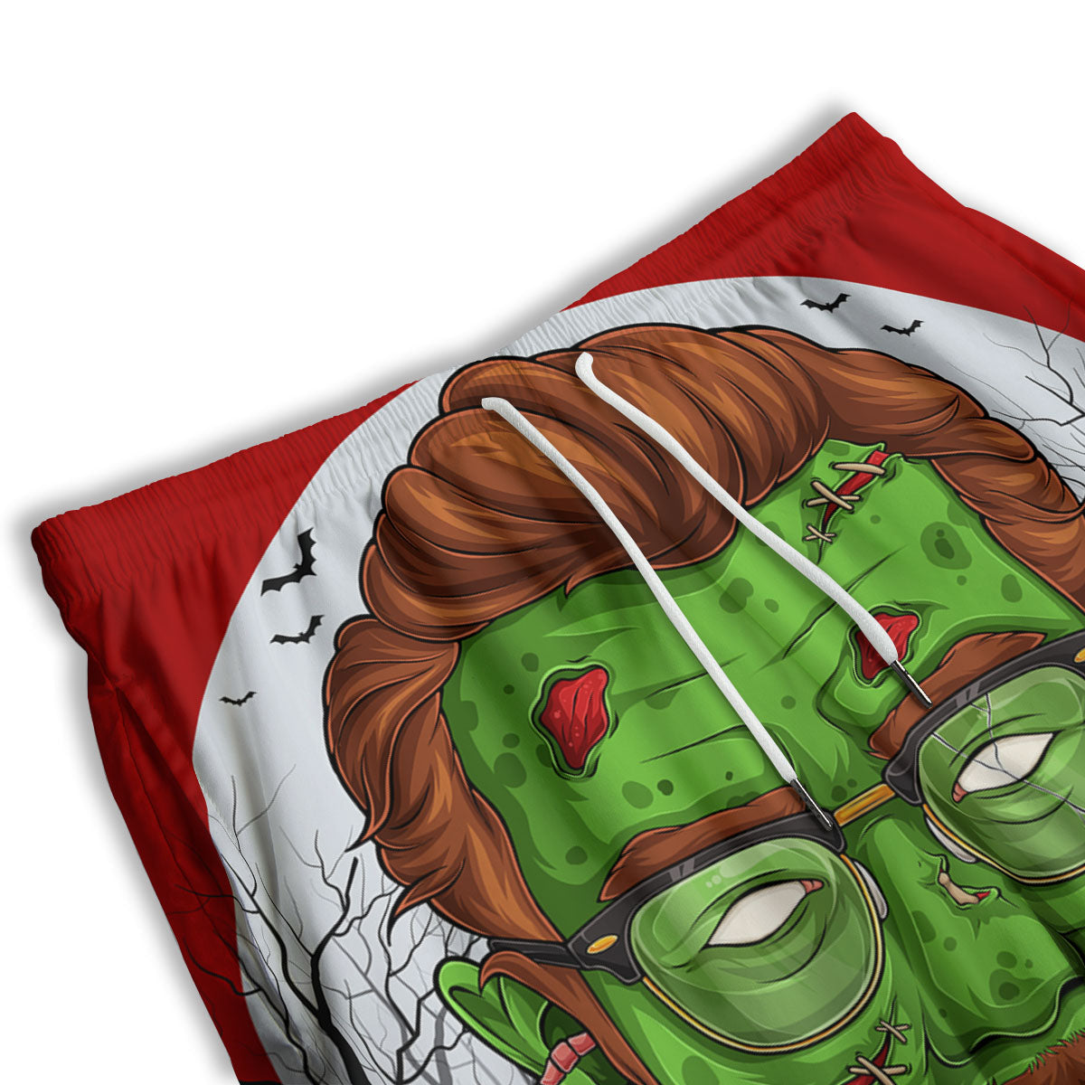 Zombie Face Halloween Character Print Men's Athletic Shorts