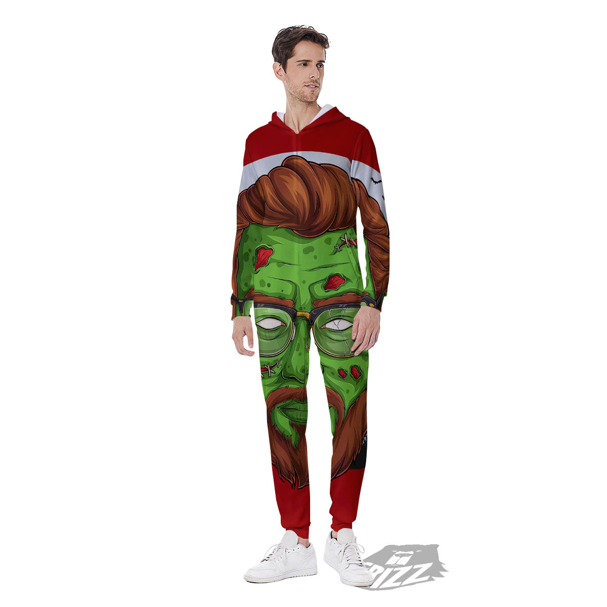 Zombie Face Halloween Character Print Men's Jumpsuit-grizzshop