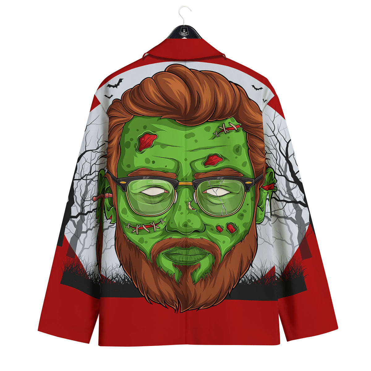 Zombie Face Halloween Character Print Men's Sport Coat-grizzshop