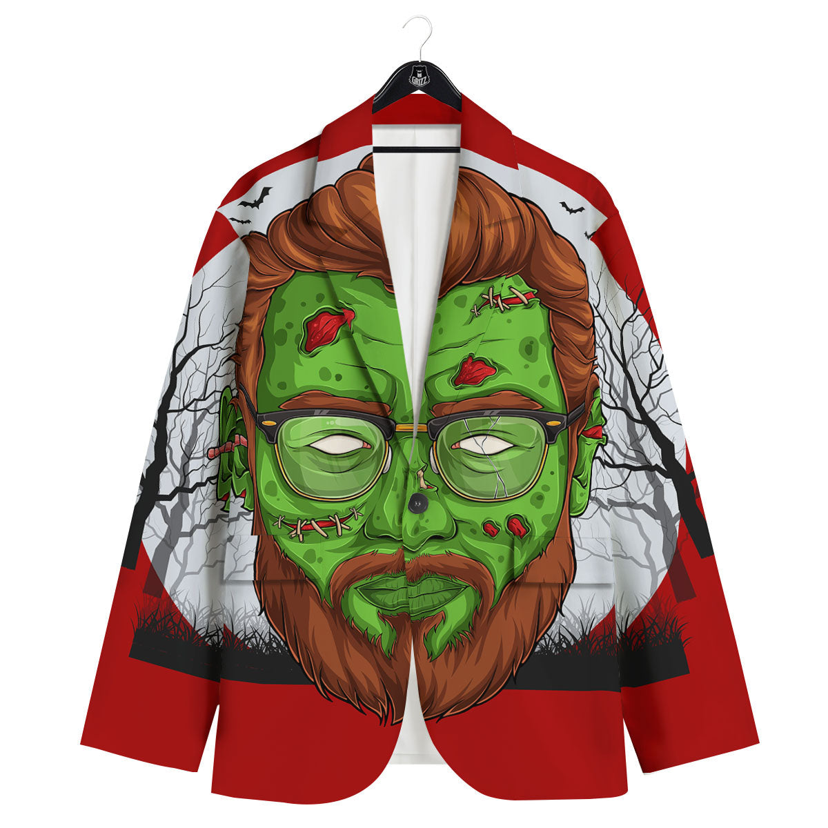Zombie Face Halloween Character Print Men's Sport Coat-grizzshop