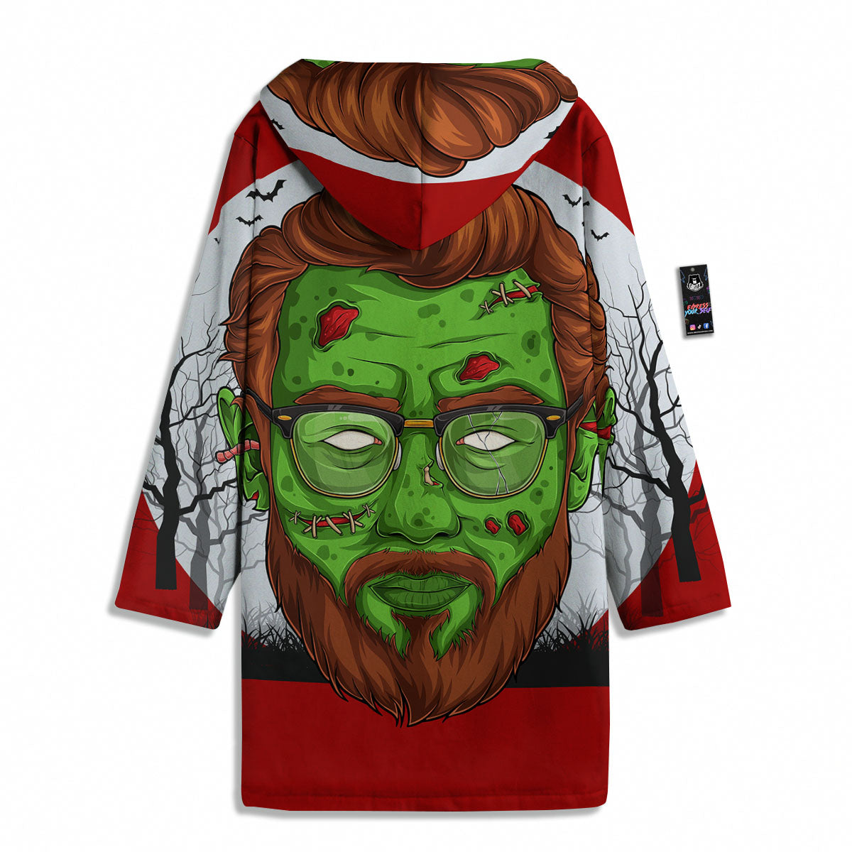 Zombie Face Halloween Character Print Men's Windbreaker Jacket-grizzshop