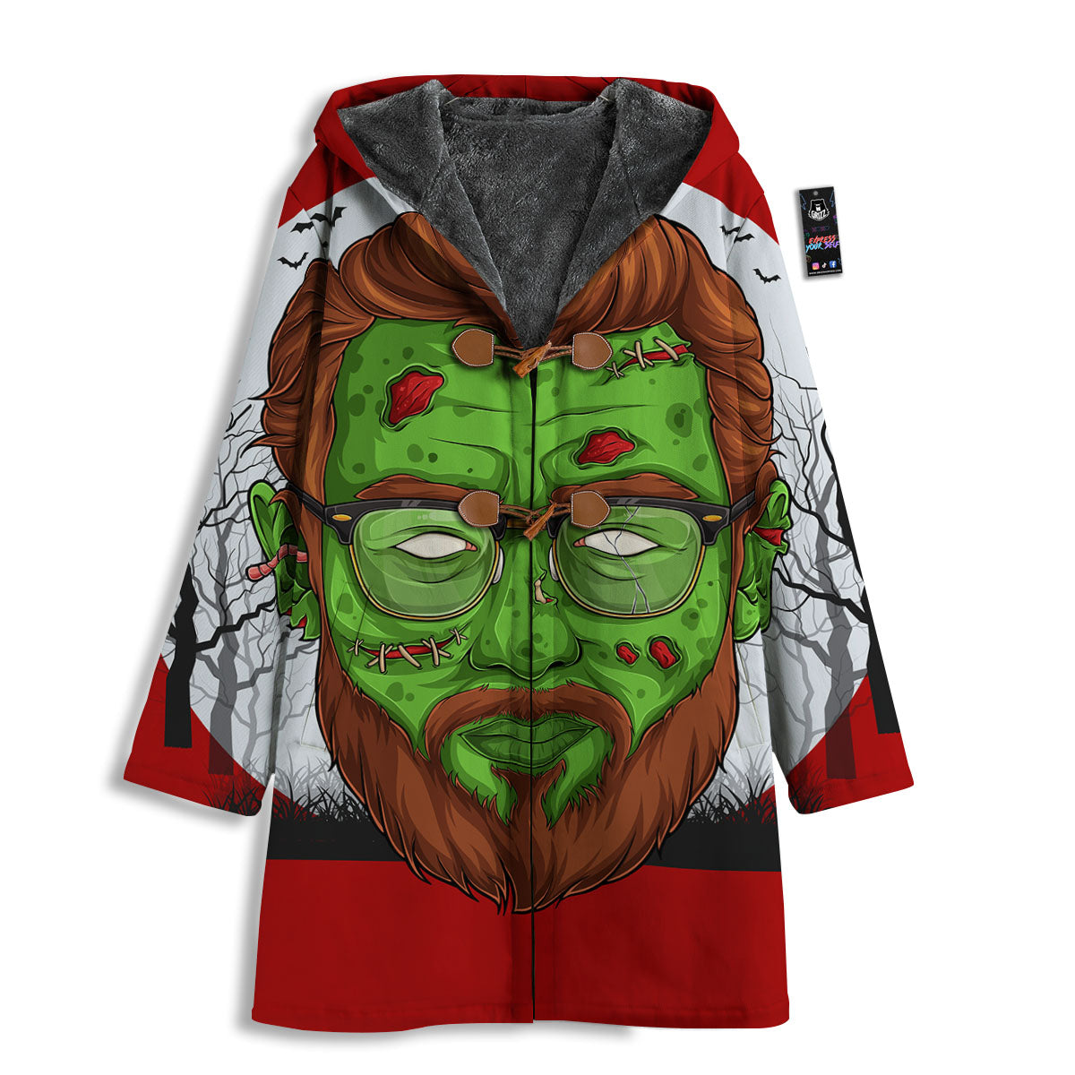 Zombie Face Halloween Character Print Men's Windbreaker Jacket-grizzshop